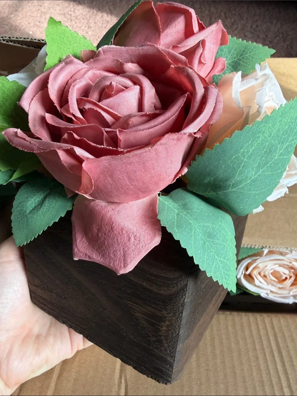 Dusty Pink & Champagne Artificial Rose Centerpiece Set of 6 - Party Decorations